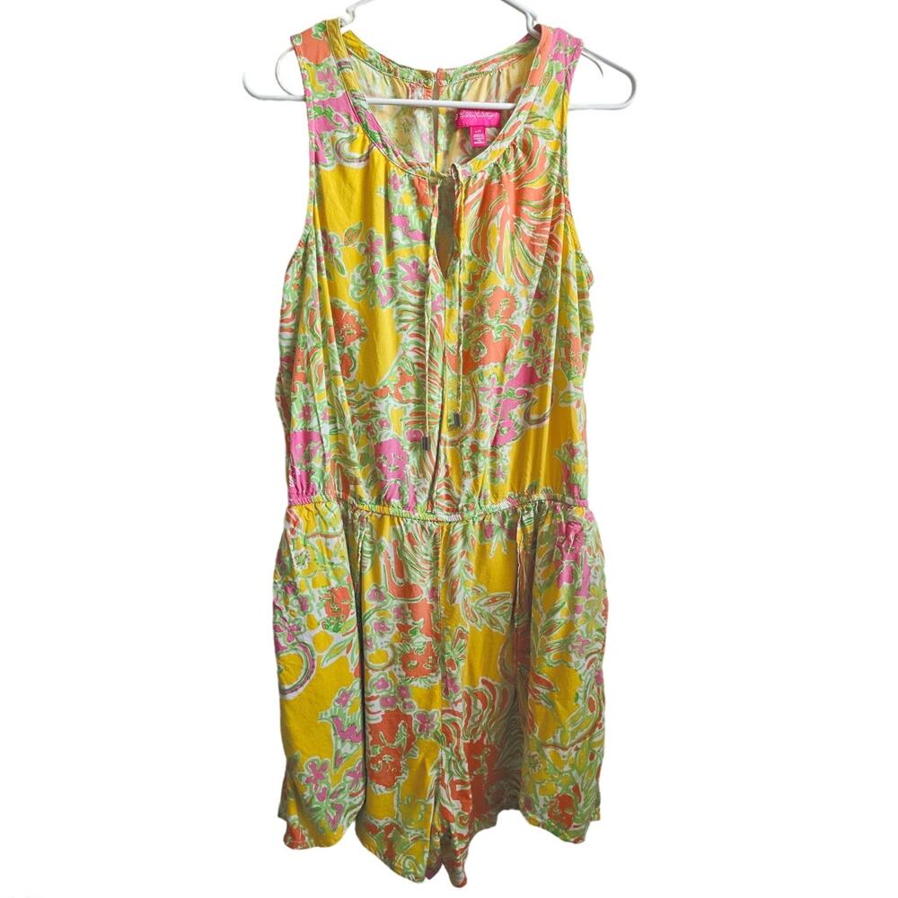 Lilly Pulitzer x Target Yellow Printed Sleeveless Challis Romper Size L